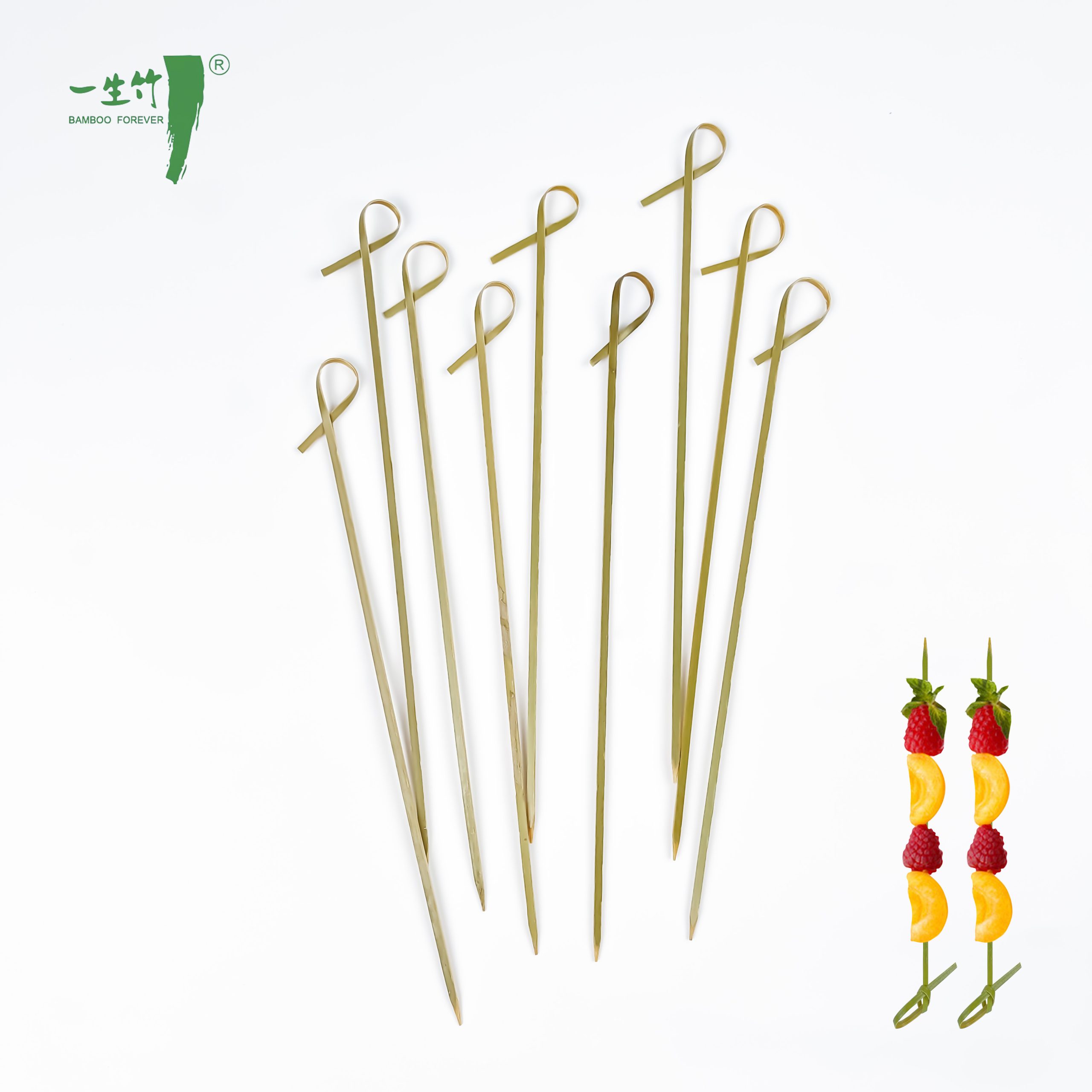 Brochettes à nœuds fleuris en bambou naturel pour restaurants