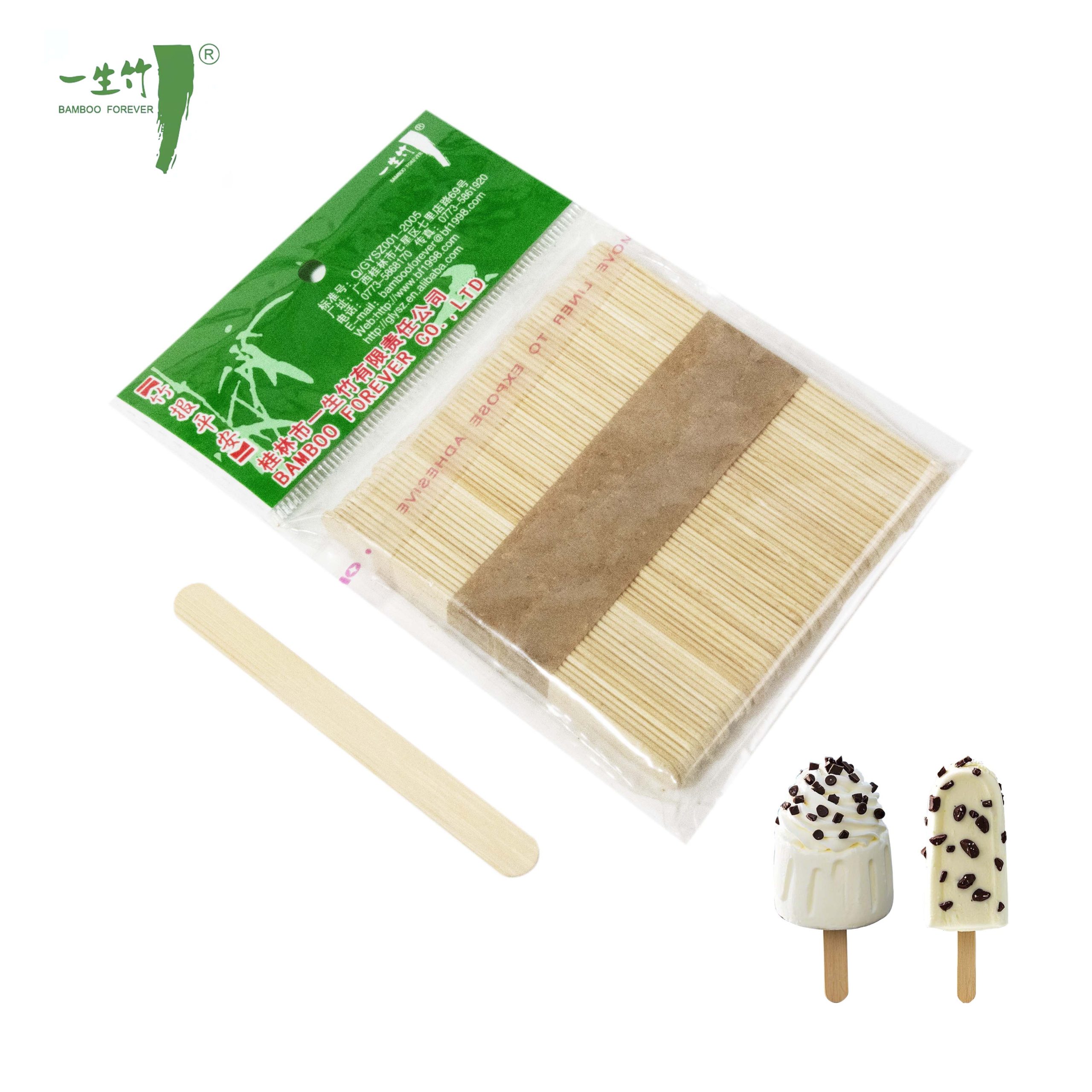Bâtonnets de crème glacée jetables en bambou avec logo imprimé OEM personnalisé